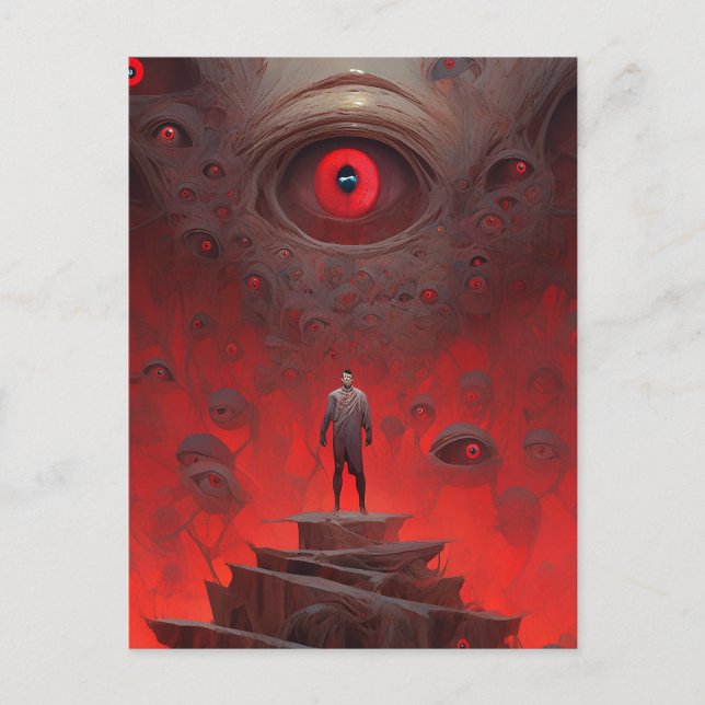 Postal Criaturas oculares arte de terror surrealista (Anverso)