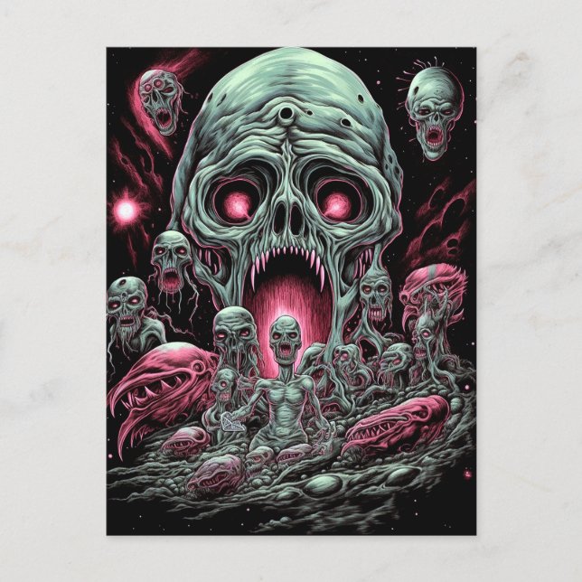 Postal Criaturas Zombie Arte Horror Sci-fi (Anverso)