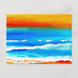 Postal Cricket en la playa del atardecer