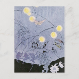 Postal Cricket y ranas hacen música nocturna