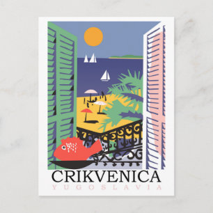 Postal Crikvenica, Yugoslavia, vista de ventana