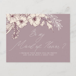 Postal Crimen Floral de doncella de honor de escritura mo