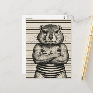 Postal Criminales de fauna lindos marmota
