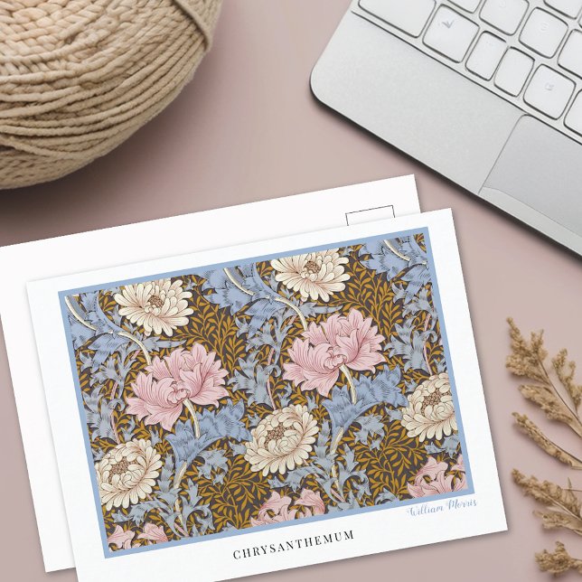 Postal Crisantemos rosados Floral William Morris (Subido por el creador)
