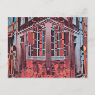 Postal Cristal azul rojo Copenhague reflejo arte digital