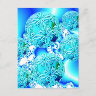 Postal Cristales de hielo azules, espiral cian abstracta 