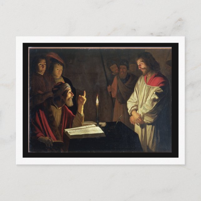 Postal Cristo antes de Caiaphas (aceite sobre lienzo) (Anverso)