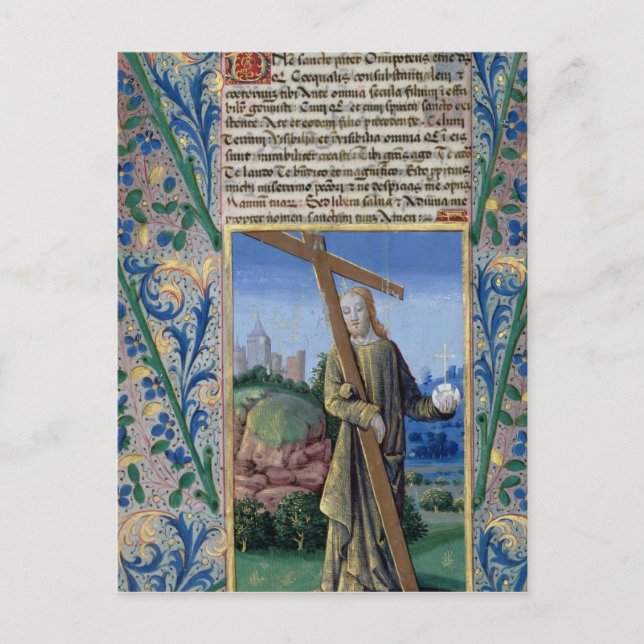 Postal Cristo con la cruz y el orbe (Anverso)
