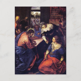 Postal Cristo con Mary y Martha por Tintoretto