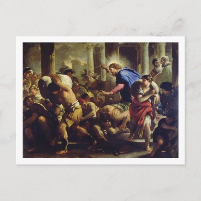 Postal Cristo conduciendo a los comerciantes desde el tem (Anverso)