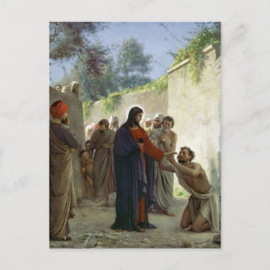 Postal Cristo curando al ciego por Carl Bloch
