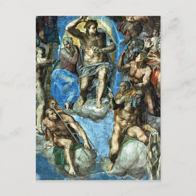 Postal Cristo, detalle de 'El último juicio' (Anverso)