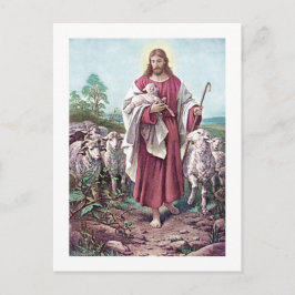 Postal Cristo El Buen Pastor Bernhard Plockhorst 1878