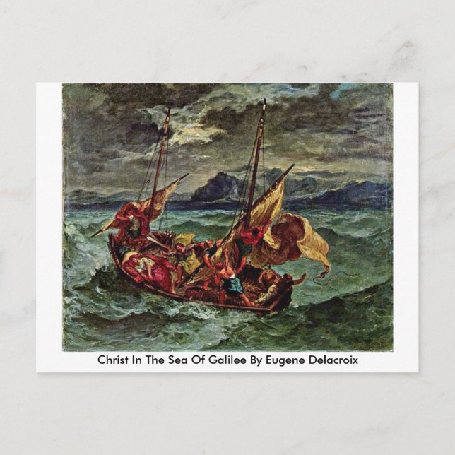 Postal Cristo En El Mar De Galilea Por Eugene Delacroix (Anverso)