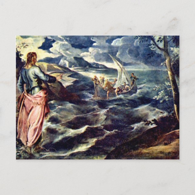 Postal Cristo En El Mar De Galilea Por Tintoretto Jacopo (Anverso)