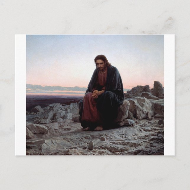Postal Cristo en el salvaje, Ivan Kramskoi (Anverso)
