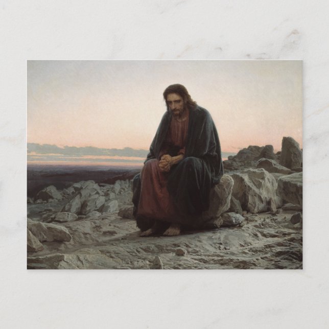 Postal Cristo en el salvaje (por Ivan Kramskoi) (Anverso)