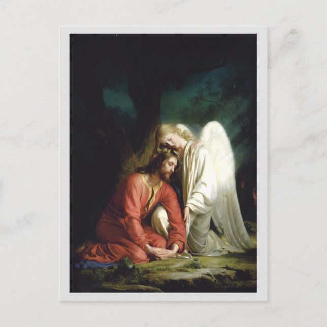 Postal Cristo en Gethsemane, religioso (Anverso)