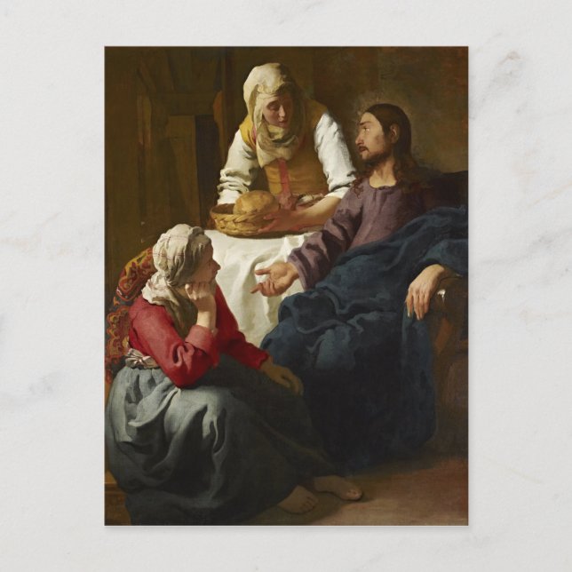 Postal Cristo en la Casa de Martha y María (Vermeer) (Anverso)