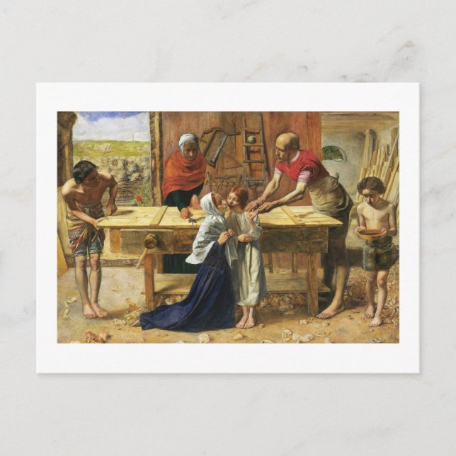Postal Cristo en la tienda de carpinteros de su padre (Anverso)
