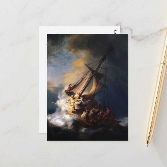 Postal Cristo en la tormenta en el mar de Galilea (Anverso/Reverso In Situ)