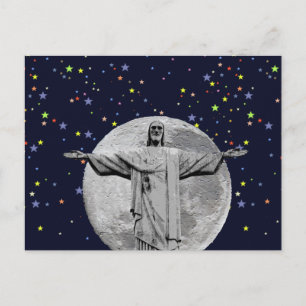Postal Cristo, luna y estrellas