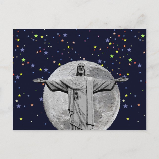 Postal Cristo, luna y estrellas (Anverso)