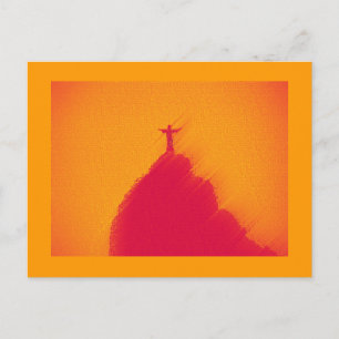 Postal Cristo naranja de colores cálidos, Río de Janeiro