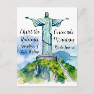 Postal Cristo Redentor: Guardián del horizonte de Río