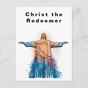 Postal Cristo Redentor Río de Janeiro Acuarela