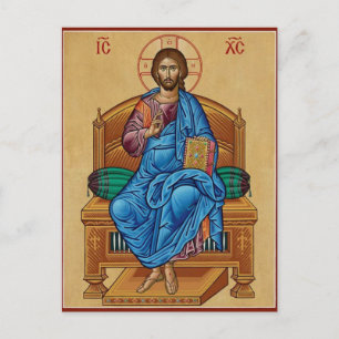 Postal Cristo sosteniendo los Evangelios Icono cristiano 