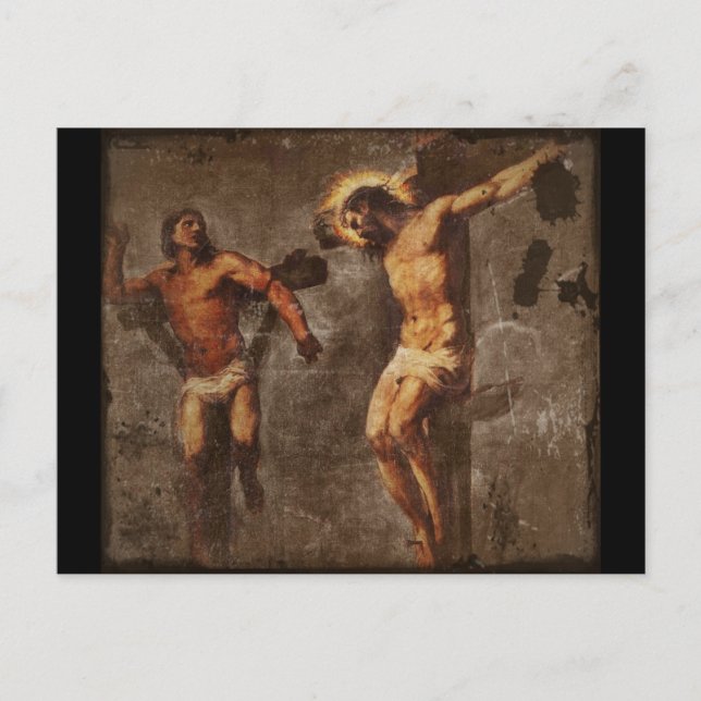 Postal Cristo y el buen ladrón (Anverso)