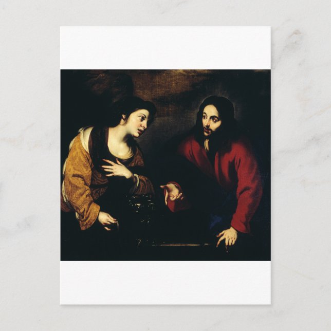 Postal Cristo y la mujer de Samaria (Anverso)