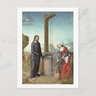 Postal Cristo y la mujer de Samaria, c.1500 (petróleo sob