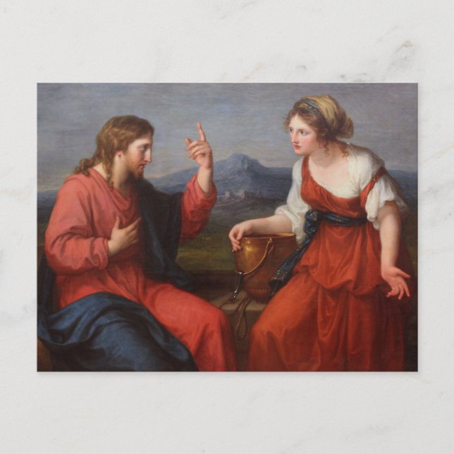 Postal Cristo y la mujer samaritana, Angelica Kauffman (Anverso)