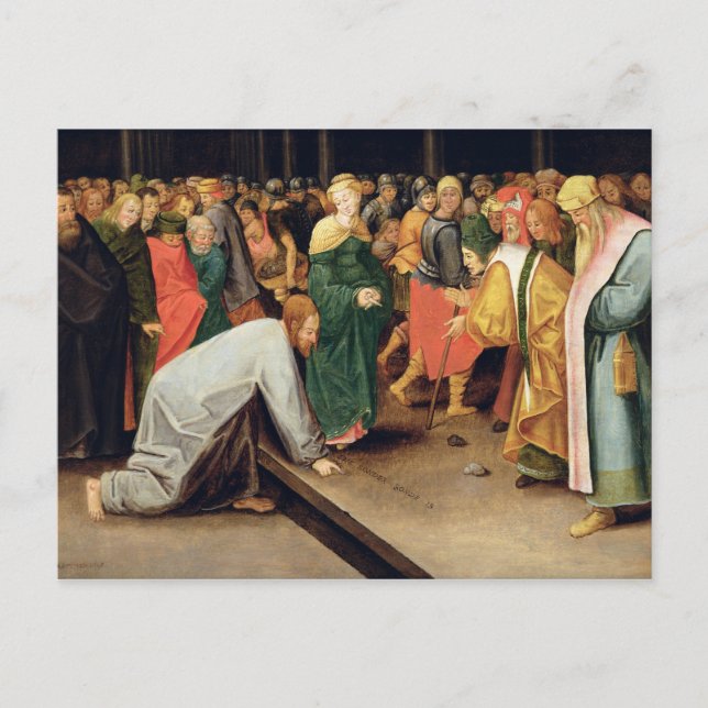 Postal Cristo y las mujeres en el adulterio, 1628 (Anverso)