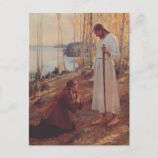 Postal Cristo y María Magdalena por Albert Edelf (Anverso)