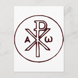 Postal Cristograma sagrado Chi-Rho Arte Fino