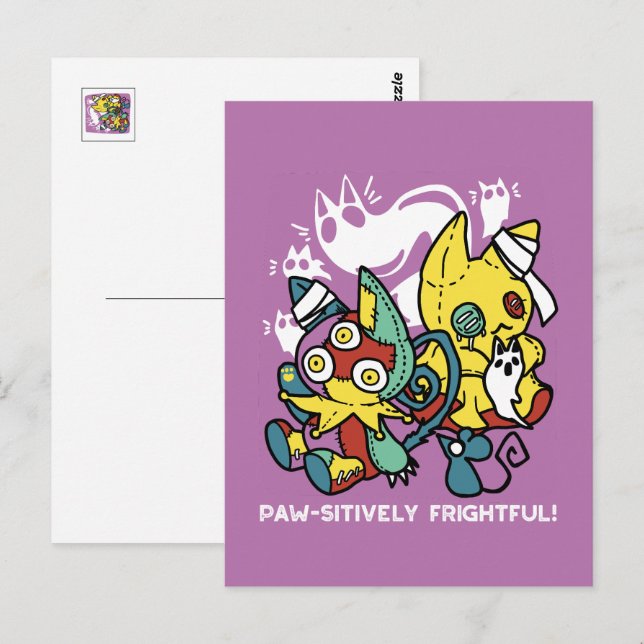 Postal Críticos gatos de Halloween: arte fascinante (Anverso / Reverso)