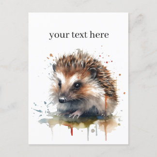 Postal Critter acogedor: Erizo en acuarela, personalizado