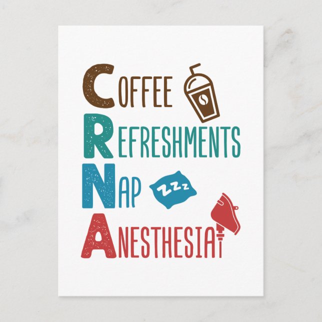 Postal CRNA Café Refrescante Anestesia Nap (Anverso)