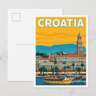 Postal Croacia Arte Vintage Viajes
