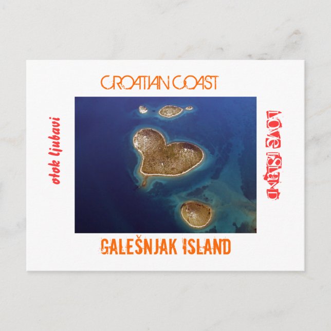 Postal Croacia - Isla en forma de corazón Galešnjak (Anverso)