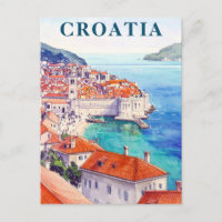 Croacia Vintage Watercolor Adriático
