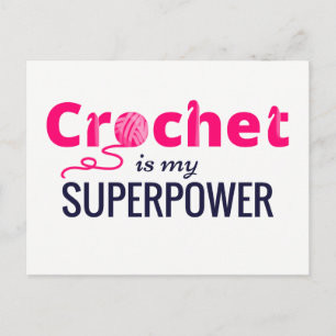 Postal Crochet es mi superpotencia en rosa