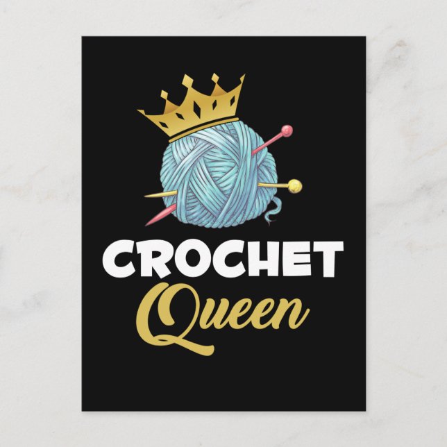 Postal Crochet Queen Crafting Yarn Crocheter Humor (Anverso)