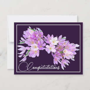 Postal Crocus Rosa/Púrpura Fondo Púrpura Felicitaciones