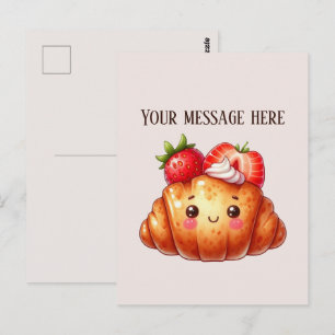 Postal Croissant de fresa agregar nombre de la empresa o