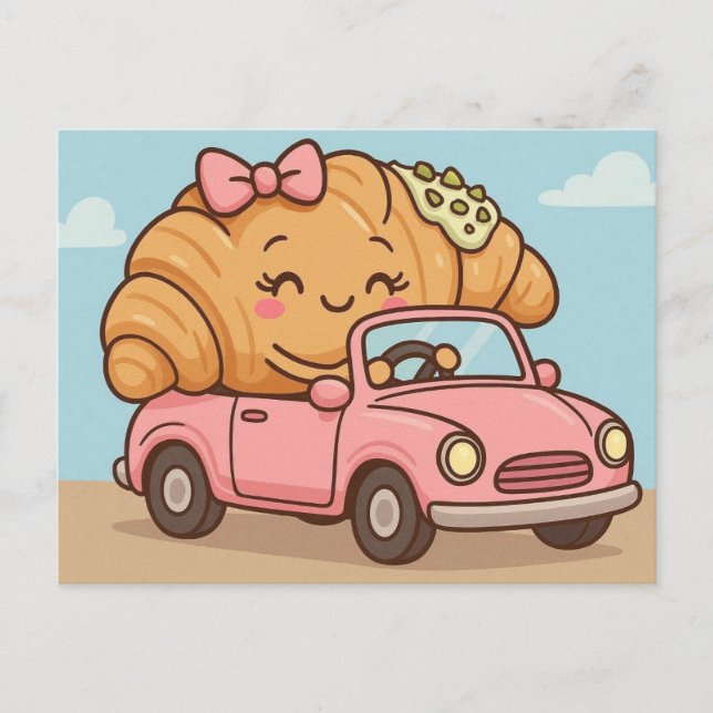 Postal Croissant divertido de pistacho  (Anverso)