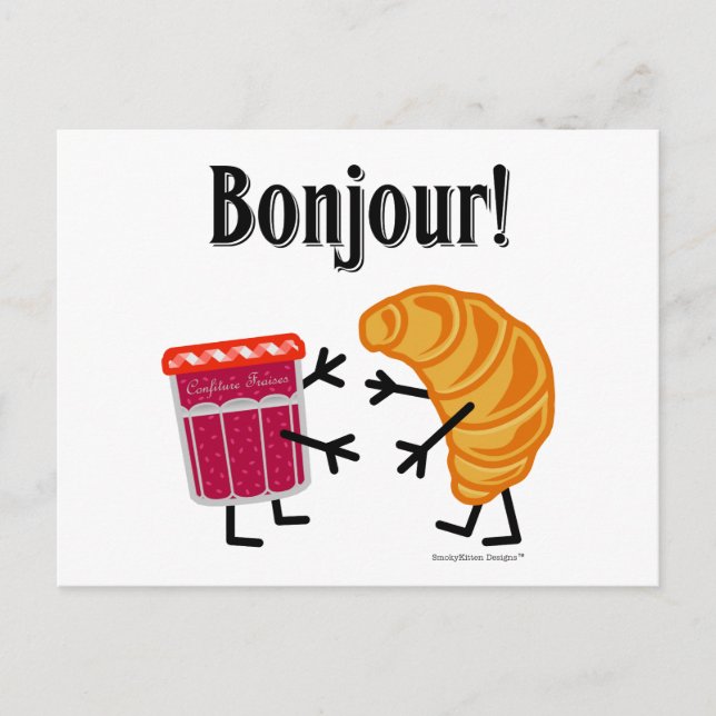 Postal Croissant y Jam - Bonjour! (Anverso)